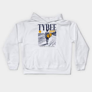 Vintage Surfing Tybee Island, Georgia // Retro Surfer Sketch // Surfer's Paradise Kids Hoodie